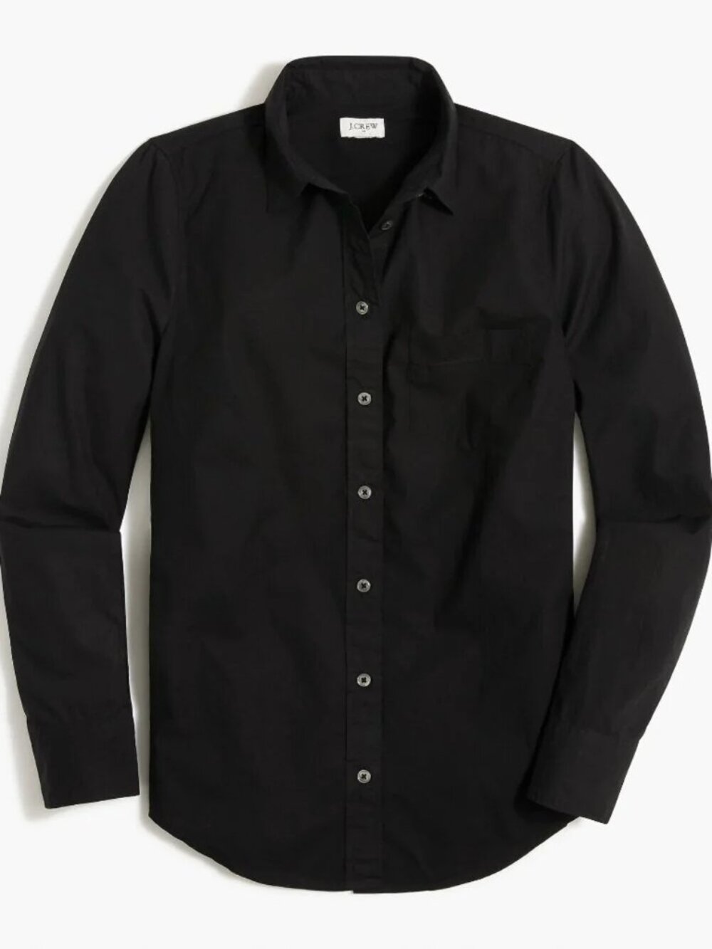 NWT J. Crew Petite Size XS XSP Black Button Up 100% Cotton Poplin Shirt NEW